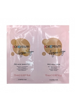 Набор Inebrya Argan Oil Pro-Age DUO с аргановым маслом для окрашенных волос шампунь и маска, саше 2x15 мл