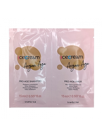 Набір Inebrya Argan Oil Pro-Age DUO з аргановим маслом для фарбованого волосся шампунь та маска, саше 2x15 мл