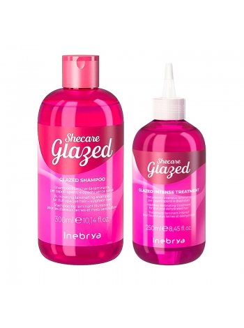Набор Inebrya Shecare Glazed Duo для блеска волос с эффектом глазировки шампунь и крем, 300/250 мл