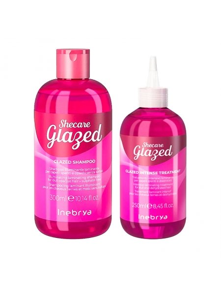 Набор Inebrya Shecare Glazed Duo для блеска волос с эффектом глазировки шампунь и крем, 300/250 мл