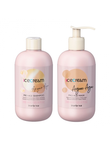 Набор Inebrya Argan Oil Pro-Age DUO с аргановым маслом для окрашенных волос шампунь и маска, 2х300 мл
