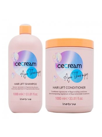 Набор Inebrya Ice Cream Age Therapy Hair Lift DUO шампунь и кондиционер для восстановления зрелых, пористых и химически обработанных волос, 2х1000 мл