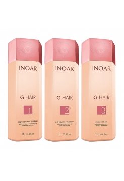Набір Inoar G.Hair Premium для кератинового випрямлення волосся, 3х1000 мл (заводські)