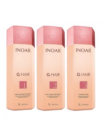 Набор Inoar G.Hair Premium для кератинового выпрямления волос, 3х1000 мл (заводские)