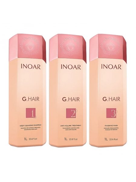 Набор Inoar G.Hair Premium для кератинового выпрямления волос, 3х1000 мл (заводские)
