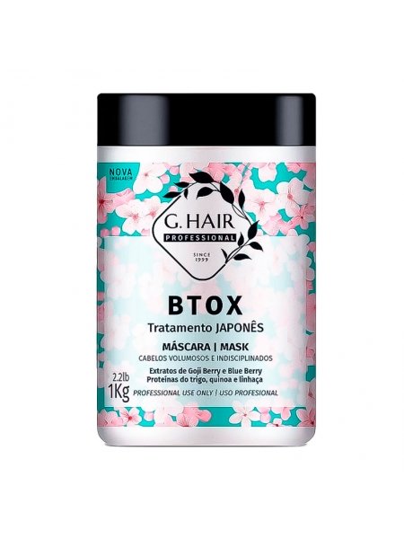 Холодный ботoкс Inoar G.Hair B-tox Japones Tratamento Mask для восстановления волос, 1000 мл (заводская)