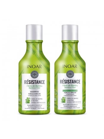 Набор Inoar Resistance Fibra de Bamboo Бамбук шампунь и кондиционер для волос, 2x250 мл