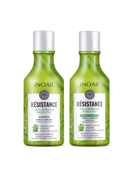 Набор Inoar Resistance Fibra de Bamboo Бамбук шампунь и кондиционер для волос, 2x250 мл