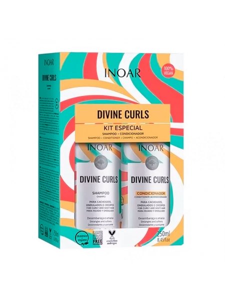 Набор Inoar Divine Curles бессульфатные шампунь и кондиционер для вьющихся волос, 2х250 мл