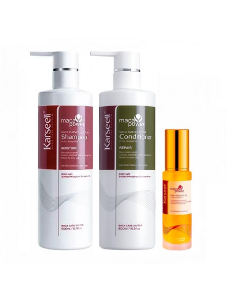 Набір Karseell Мaca Essence Repair TRIO шампунь, кондиціонер, олійка для пошкодженого волосся, 500/500/50 мл 