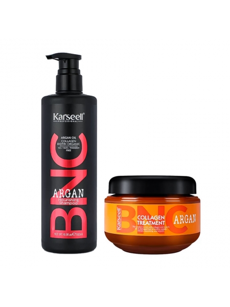 Набір Karseell BNC Argan DUO-4 живильний шампунь і колагенова маска для пошкодженого волосся, 500/550 мл