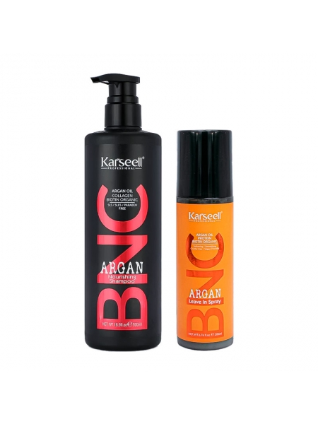 Набір Karseell BNC Argan DUO-7 живильний шампунь і незмивний спрей для пошкодженого волосся, 500/200 мл