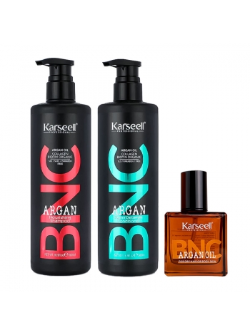 Набір Karseell BNC Argan TRIO-7 живильний шампунь, кондиціонер і арганова олійка для волосся, 500//500/60 мл