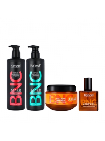 Набір Karseell BNC Argan QUAD-1 шампунь, кондиціонер, маска, арганова олійка для волосся, 500//500/550/60 мл