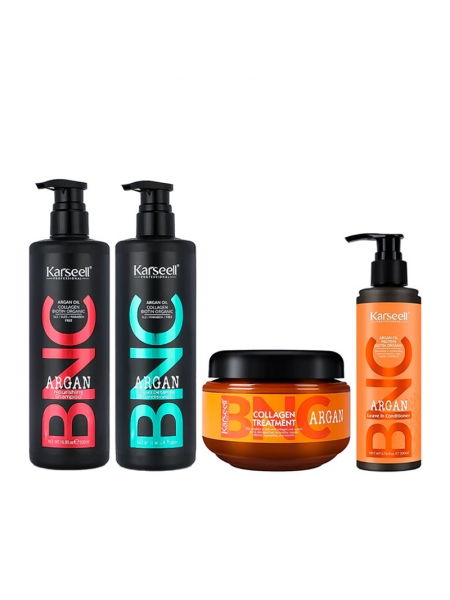 Набір Karseell BNC Argan QUAD-2 шампунь, кондиціонер, маска і незмивний крем для волосся, 500//500/550/200 мл