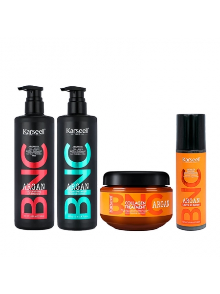 Набір Karseell BNC Argan QUAD-3 шампунь, кондиціонер, маска і незмивний спрей для волосся, 500//500/550/200 мл