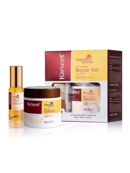 Набор Karseell Мaca Essence Repair маска и масло для поврежденных волос в подарочной коробке, 500/50 мл