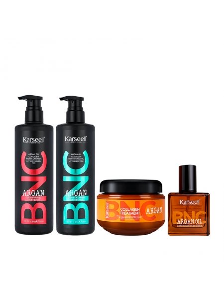 Набір Karseell BNC Argan QUAD-1 шампунь, кондиціонер, маска, арганова олійка для волосся, 500//500/550/60 мл