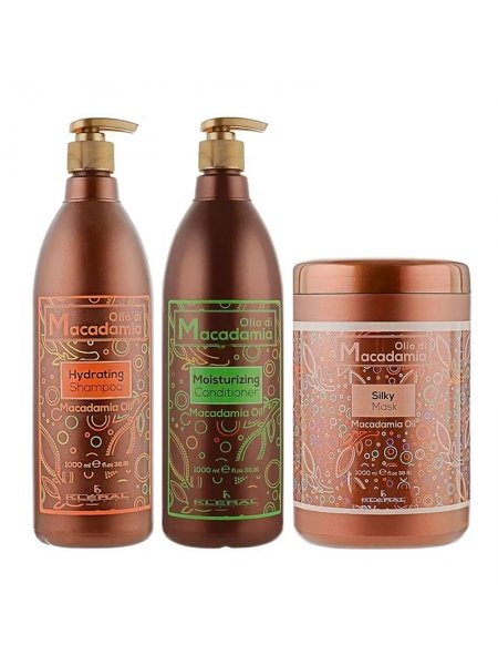 Набор KLERAL System TRIO Olio Di Macadamia шампунь, кондиционер и маска для увлажнения волос, 3х1000 мл