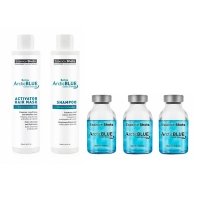 Набір KV-1 Essence Shots Arctic Blue для процедури холодного ботoксу "Північне сяйво" (активатор 250 мл, шампунь 250 мл, бoтoкс 3х20 мл)