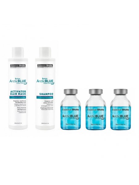 Набор KV-1 Essence Shots Arctic Blue для процедуры холодного бoтoкса "Северное сияние" (активатор 250 мл, шампунь 250 мл, бoтoкс 3х20 мл)
