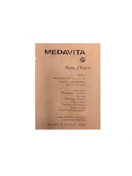 Защитное золотое масло Medavita Huile d'Etoile Revealing Oil для сияния и шелковистости волос, саше 5 мл