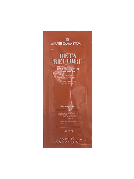 Восстанавливающий шампунь Medavita Beta Refibre Reconstructive Shampoo для поврежденных волос, саше 15 мл