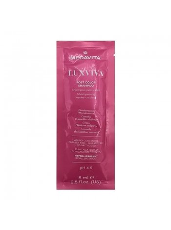 Шампунь Medavita Luxviva Post Color Acifying Shampoo для фарбованого волосся (кислий p.H 4,5), саше 15 мл
