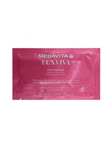 Кондиционирующая маска Medavita Luxviva Post Color Mask для окрашенных волос (кислый pH 2,8), 20 мл (саше)