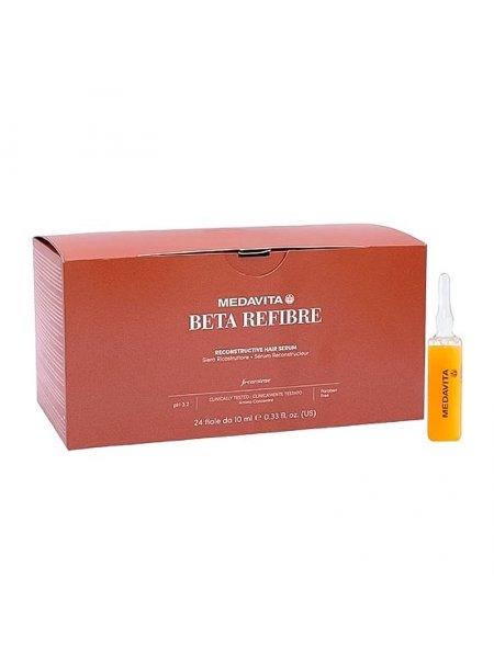 Сыворотка Medavita Beta Refibre Reconstructive Hair Serum для восстановления поврежденных волос, упаковка 24x10 мл