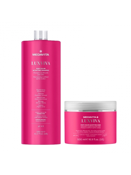 Набор Medavita Luxviva Post Color шампунь и маска для окрашенных волос, 1250/500 мл