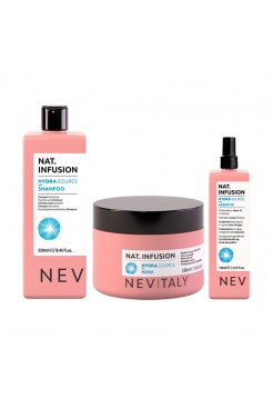 Набор Nevitaly TRIO Nat. Infusion Hydra Source шампунь, маска і спрей для зволоження сухого волосся, 250/250/150 мл