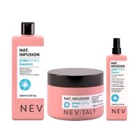 Набор Nevitaly TRIO Nat. Infusion Hydra Source шампунь, маска і спрей для зволоження сухого волосся, 250/250/150 мл