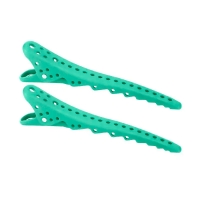 Парикмахерские клипсы-зажимы для волос "Акула" пластиковые, зеленые