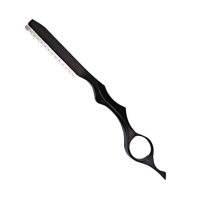 Филировочная опасная бритва Barber Razor в наборе с лезвием упор под палец черная