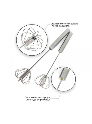 Венчик для смешивания полуавтоматический металлический 35 см (HS 26666)