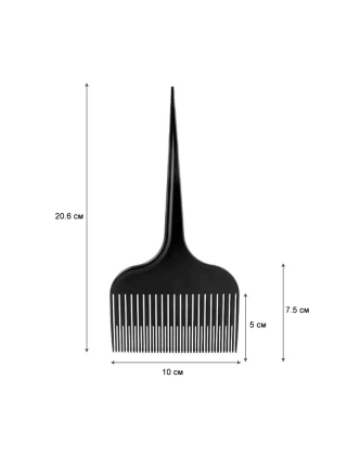 Расческа для вуального мелирования и укладки волос однорядная широкая 206 мм черная