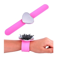 Парикмахерский магнитный браслет-игольница держатель для шпилек, невидимок Сердце розовый