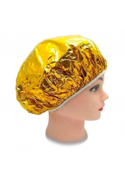 Шапочка для душу та перукарських процедур термостійка із фольги золота
