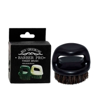 Щітка для фейду, бороди кастет Barber Finger Brush для барбера, перукаря кругла чорна