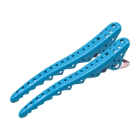 Перукарські кліпси-затискачі для волосся акула металічні 10,3 см блакитні