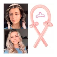 Атласні м'які бігуді для холодної завивки волосся, обруч-джгут для накрутки волосся, шовкова стрічка рожеві