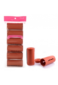 Набір бігуді-коклюшок Professional для завивки волосся з гумкою коричневі, 80x40 мм