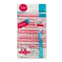 Бигуди-коклюшки для завивки волос Professional 7x91 мм с резинкой розово-белые набор 12 шт