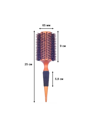 Щетка-брашинг для укладки волос продувная комбинированная щетина деревянная ручка коричневая диаметр 37 мм
