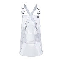 Многоразовый парикмахерский фартук прозрачный поливинилхлорид с белыми лямками, 58х60 см