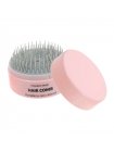 Компактная расческа-массажёр для волос Pocket Hair Brush карманная круглая розовая