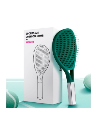 Продувная массажная щетка-браш Tennis Style Hair Brush для всех типов волос ультрамягкая зеленая