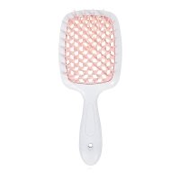 Janeke Продувний широкий гребінець для укладання волосся та сушіння феном Superbrush Plus Hollow Comb біла ручка з кремовими зубчиками