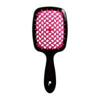 Janeke Продувная широкая расческа для укладки волос и сушки феном Superbrush Plus Hollow Comb черная с пурпурными зубчиками